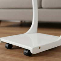 Multi-Functional C Table with Wheels Solid Wood Bedside Snack Table Space Saving Home Furniture 2-Tier Storage for Small Areas