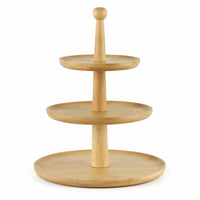 Wooden Cake Stand with Base Bamboo Dessert Display Stand with Shelves Wood Tray for Buffets, Weddings, Banquets