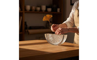 Resin Bowl with Ice Texture Thick-Walled Half-Bowl Vessel Minimalist Elegant for Interior Designers, Tabletop Display