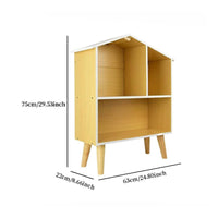 Pretend Play Wooden Dollhouse Educational Wooden Dollhouse Shelf Easy Assembly House Shaped Bookcase for Girls, Young Children, Playroom, Nursery