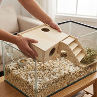 4 Chamber Hamster House with Removable Roof Hamster Hide, Multi-Layer Board Hideaway for Small Animals, Tool Assembly Indoor Shelter