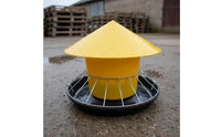 Weight-Activated Chicken Feeder Rainproof Automatic Fowl Feeding Bucket Anti-Roost Cone Round Fowl Feed Trough for HomesteadersRange, Backyard
