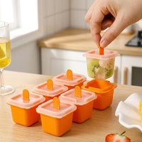 Ice Maker for Baby Food and Summer Dessert, Single Square Cube Tray with Easy Release Design, 50ml Capacity Tray Lid Included, Home Use Style