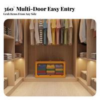 Collapsible Storage Box with Doors Transparent View Closet Container for Parents