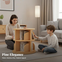 360° Rotation Rotating Book Storage Single Space Saving Rotating Bookshelf Storage Single Stable Structure Bookcase Large Capacity for Students, Families, Living Room, Small Areas, Home Office, Playroom