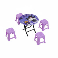 Imaginative Play Miniature Folding Table and Chair Set Realistic Design Cartoon Dollhouse Table Set Great Gift Playhouse Furniture for Children, Playroom