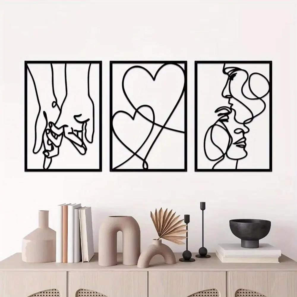 Iron Art Wall Decor Kissing Figures Set of Three