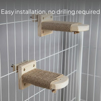 Wall-Mounted Cat Climbing Step Feline Perch Solid Wood Wooden Cage Shelf for Kittens
