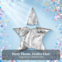 Glittery Material Star Costume Pull-on Style Shiny Star Outfit Velcro Closure Pointed Hat Set Finished Edges for Children, Kids, Party Dress-up, Stage Performance