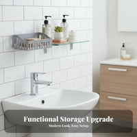 Easy to Install Punch-No-Drill Bathroom Rack Modern Design No Drill Shower Shelf Long-Lasting Material for Students, Homeowners, Kitchen