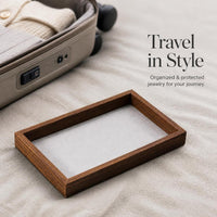Walnut Wood Velvet Jewelry Display Tray for Rings Necklaces Earrings Bracelets, Large Capacity Organizer for Store Counter