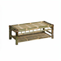 3 Pieces Bamboo Low Seating Table and Chairs New Chinese Appearance & Form Tea Ceremony Furniture Adaptable Use Easy to Clean
