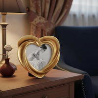 Heart Photo Frame Golden Heart Picture Frame Carved for Desk, Bedside Table