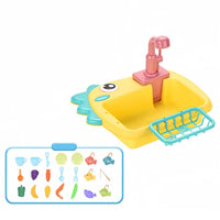 Circulating Play Sink with Fishing Toys Battery-Operated Toy Sink with Running Water Interactive Water Play Toy Child-Friendly for Preschoolers, Toddlers, Kids, Playroom, Preschool, Sensory Table