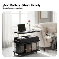 Movable C-Shaped Table Luxury aesthetic C-Shaped Snack Table Adjustable Height Household Furniture adaptable Use for Apartment Dwellers, Homeowners, Living Room, Small Spaces, Bedroom, Home Office