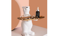 Matte White Arctic Bear Figurine Tray Small Item Holder Bear Figurine Tray Decorative