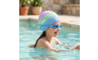 Silicone Swim Cap Form-Fitting Bubble Swim Cap Elastic Headwear for Young Swimmers, Young Children, Pool Practice