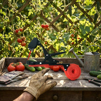 Clamp-Type Head Manual Plant Tying Machine Metal Body Plant Tying Machine Long Handle Garden Binding Tapener for Vineyard Workers, Gardeners, Vineyards, Greenhouses, Nurseries