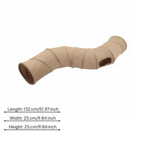 Side Entrance Foldable Feline Tunnel Stitched Curved Feline Tunnel Khaki