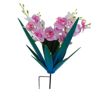 Metal Agave Stake with Faux Orchids Artificial Patio Decoration Low-Maintenance