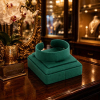 Velvet Jewelry Stand Curved Top Band Holder Display Stand Velvet Jewelry Display Set Stepped Base Bracelet Cushion Holder