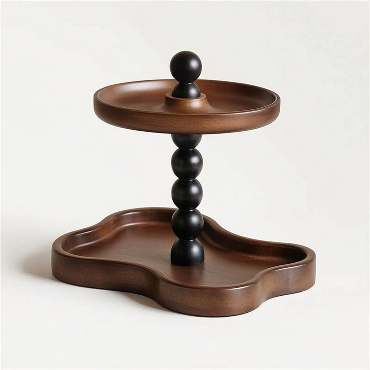 Decorative Wooden Tray with Two Tiers Rustic Two-Tier Tray Compact Tiered Storage Stand Smooth for Dresser