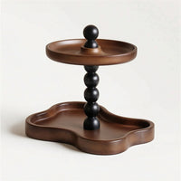 Decorative Wooden Tray with Two Tiers Rustic Two-Tier Tray Compact Tiered Storage Stand Smooth for Dresser