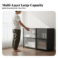 Dust-Proof Organizer Shelf with Doors Large Capacity Multi-Layer Display Cabinet Multifunctional for Renters, Bedroom, Living Room, Entryway