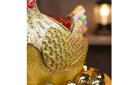 Enamel Hen Figurine Jewelry Box Enamel Inlay Craft Jeweled Chicken Statue Trinket Box Enameled Animal Figurine for Housewarming, Desktop