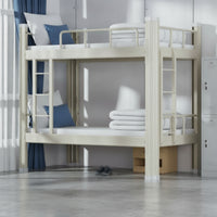 Metal Bunk Bed Space-Saving Bunk Bed with Mattress Bunk Bed Furniture for Students, Roommates, Dormitory, Student Room, Shared Apartment