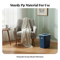 Press Top Trash Can Sturdy PP Material Square Kitchen Trash Can Lidded Bathroom Garbage Bin Large Capacity for Office Workers