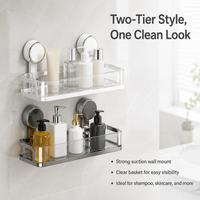 Triangle Shower Caddy, Rustproof Suction Cup Corner Shelf, No Bathroom Storage for Shampoo, 30cm Side
