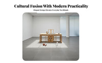 Mortise and Tenon Joinery Chinese Design Tea Table Water-Based Varnish Solid Wood Tea Ceremony Table Fully Assembled Ash Wood Dining Set Traditional Design for Cultural Enthusiasts, Interior Decorators, Living Room, Reception Area, Office, Gatherings