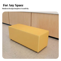 Faux Leather Long Seat Soft Padded Armless Backless Ottoman Comfortable pad Upholstered Bench for Children, Guests, Dance Studio, Rest Area, Lobby