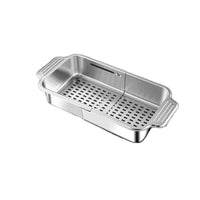 Telescoping Expandable Sink Basket Stainless Steel Colander with Handles Food Safe over the Sink Strainer Heavy Duty for Apartment Kitchen
