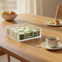 Clear Acrylic Napkin Holder Transparent Napkin Holder with Cutout Square Tray Non-Slip for Dining Table, Kitchen Counter, Bar