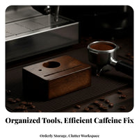 Walnut Coffee Professional Cleaning Brush Dense Bristles Wood Handle Coffee Brush Gold-Tone Maintenance Tool Upright Holder