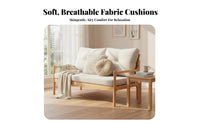 Nordic Design 2-Seater Wooden Frame Settee Japanese Aesthetic Loveseat Space-Saving Couch Minimalist aesthetic for Small Apartment Dwellers, Homeowners, Office Professionals, Living Room, Bedroom, Reception Area