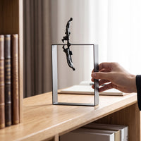 Abstract Human Statue Geometric Metal Ornament with Base Tabletop Metal Ornament Figurine for Living Room, Study
