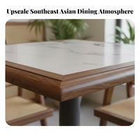 Southeast Asian Design Upholstered Rattan Bench Sturdy and Long-Lasting Commercial Furniture Comfortable Upholstery Restaurant Seating Easy to Clean for Cafe Owners, Interior Designers, Hospitality Managers, Restaurants, Cafes, Tea Houses