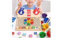 Made of Wood Arithmetic Teaching Aid Develops Fine Physical Skills Wooden Number Manipulative Board Hand-Eye Coordination Counting Learning Toy Multi-Functional for Kindergarteners, Preschoolers, Toddlers, Classroom, Homeschooling