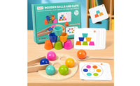 Educational Wooden Sorting Toy with Cups Rainbow Color Sorting Toy Toddler Wooden Matching Game for Homeschool