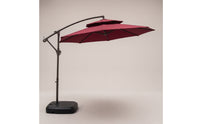 Offset Umbrella with Base Crank-Lift Double Top Patio Umbrella Water-Fillable for Homeowners, Cafe Owners, Garden, Terrace, Backyard