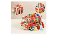 Multifunctional Wooden Bus Toy Educational Hammer and Peg Toy Sturdy Developmental for Preschoolers