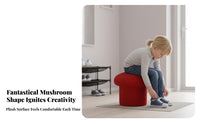 Cozy Aesthetic Toadstool Stool Comfortable Cushion Toadstool Pouf Teddy Material Upholstery Low Seat Soft Hint for Home Decorators, Design Enthusiasts, Entryway, child's Room, Bedroom, Playroom