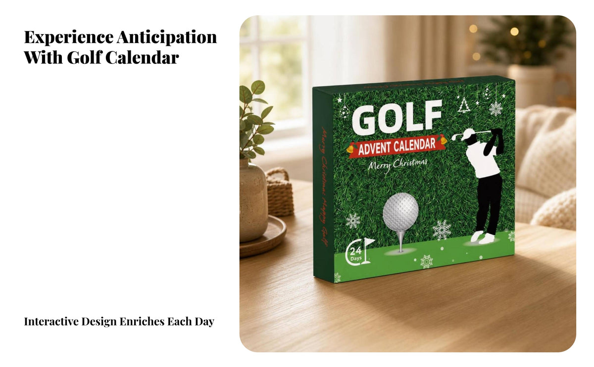 24-Day Golf Advent Calendar | Grass-Textured Front Design, Green Cardboard Box, Advent Calendar with Golf Items