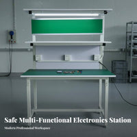 Anti Workbench With Stacked Work Table Heavy Duty Lighted Assembly Bench for Lab Technicians, Scientific Facility, Home Projects, Garage