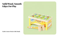 Wooden Whack-a-Rodent Toy Develops Hand-Vision Coordination Cat Pounding Peg Game Hammering Bench Toy Parent-Child Interactive