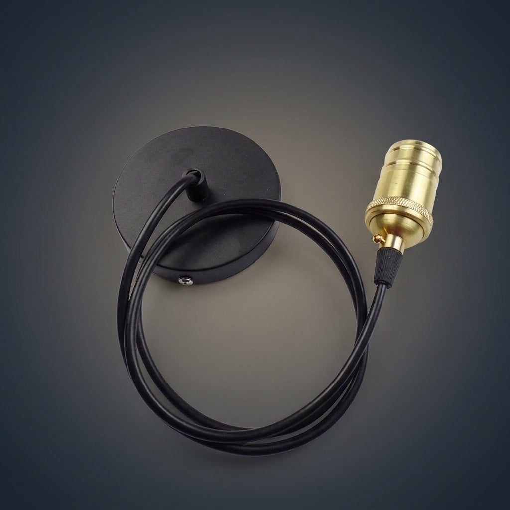 Ceiling Light Fitting with Metal Pendant Light Cord, E27 Lamp Holder and Bulb Holder for Ceiling Lighting, 10mm Threaded Entry, E27 Lamp Base