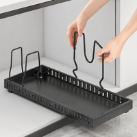 Pot Rack, Under Sink Storage, Frying Pan Rack, 52cm, Stainless Steel, Drawer Type, Adjustable Dividers